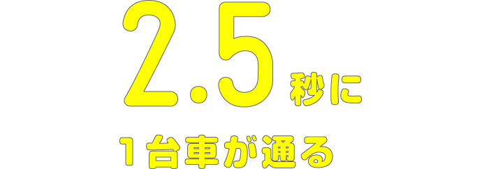 2.5秒に1台車が通る
